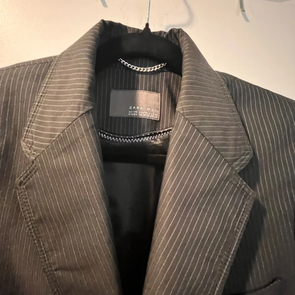 Men's Black Zara Pinstripe Blazer